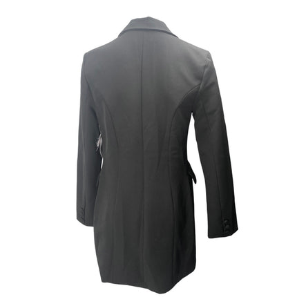 NEW Shoe Dazzle Black Double Breasted Long Sleeve Long Blazer Coat Jacket Size S