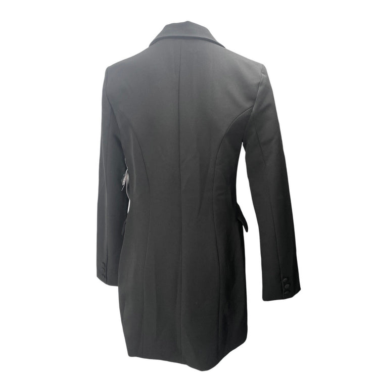 NEW Shoe Dazzle Black Double Breasted Long Sleeve Long Blazer Coat Jacket Size S