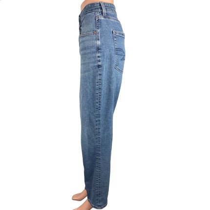 American Eagle Blue Denim Medium Wash High Rise Straight Leg Jeans Size 18