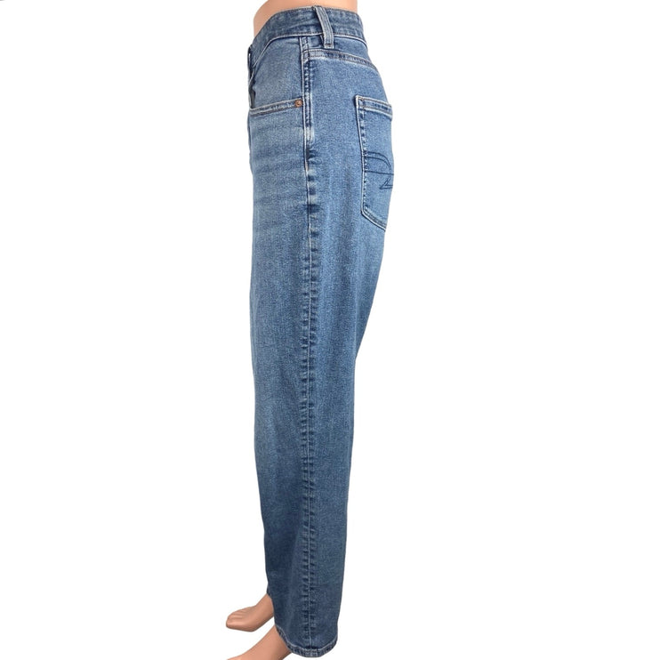 American Eagle Blue Denim Medium Wash High Rise Straight Leg Jeans Size 18