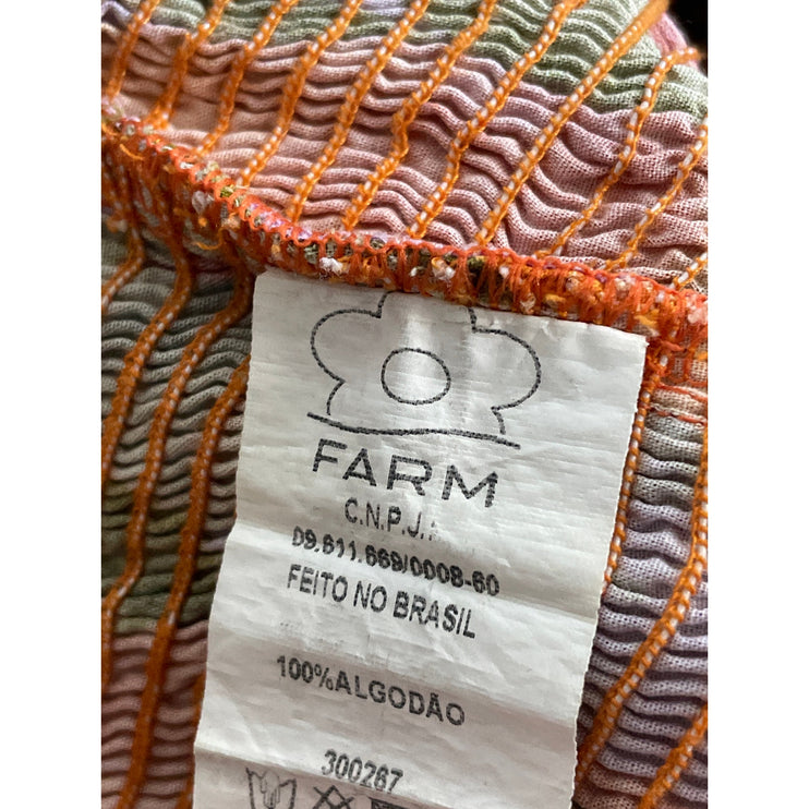 Farm Rio Coral Pears Short Ruffle Sleeve Square Neck Blouse Crop Top Size XSP