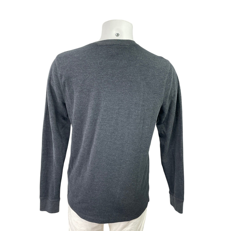 Banana Republic Men's Dark Gray Knit Long Sleeve Henley T Shirt Tee Top Size L