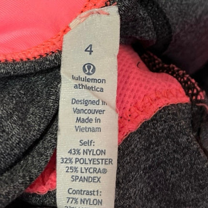 Lululemon Women's Gray Pink Colorblock Yoga Athletic Leggings Pants Size 4