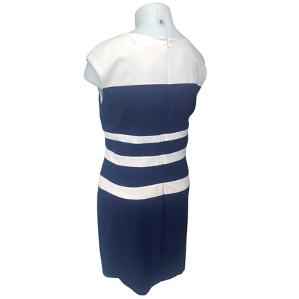 Ralph Lauren Blue White Striped Cap Sleeve Knee Length Career Sheath Dress 16