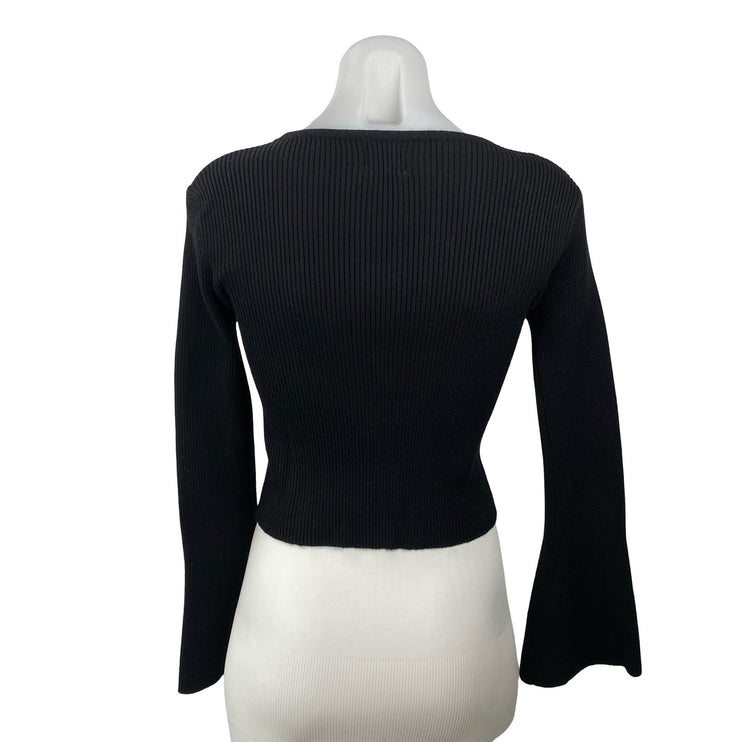 Princess Polly Take My Time Women's Wool Button Up Crop Cardigan Sweater Top S/M