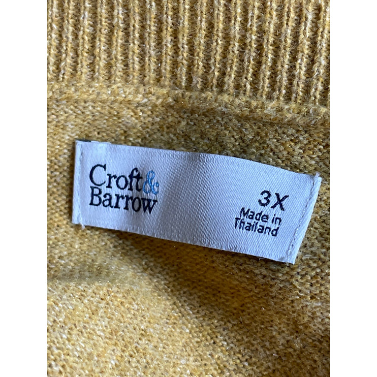 Croft & Barrow Women Yellow Knit Long Sleeve V Neck Pullover Sweater Top Size 3X