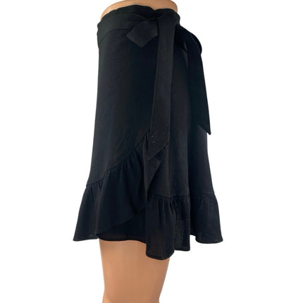 Aritzia Sunday Best Women's Black Ruffle Flowy Side Tie Wrap Mini Skirt Size M Aritzia Sunday Best Women's Black Ruffle Flowy Side Tie Wrap Mini Skirt Size M
