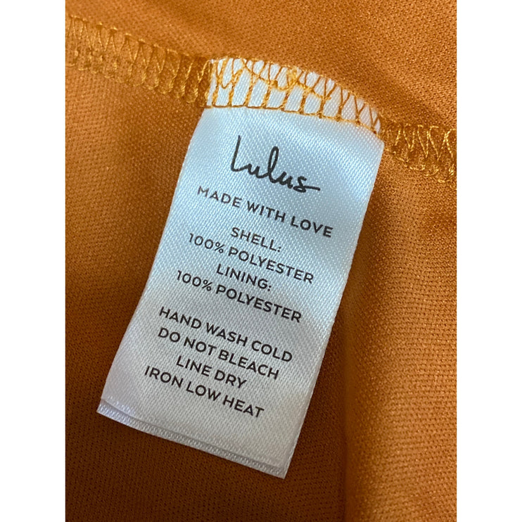 NEW Lulus Orange Silk Satin Pleated Sleeveless Midi Camisole Tank Slip Dress XL