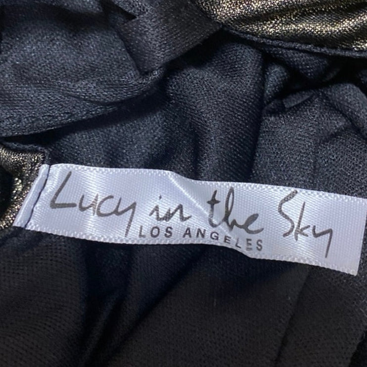Lucy in the Sky Gold Metallic Shimmer Ruched Cami Camisole Mini Bodycon Dress XS