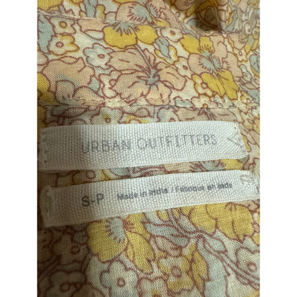 Urban Outfitters Flora Yellow Floral Puff Sleeve V-neck Crop Blouse Top Size S