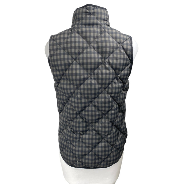 J.Crew Women's Black Gingham Checkered Zip Up Puffer Quilted Vest Coat Jacket XS