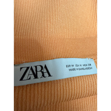 Zara Orange Ribbed Knit Sleeveless Square Neck Cami Camisole Tank Crop Top Sz M