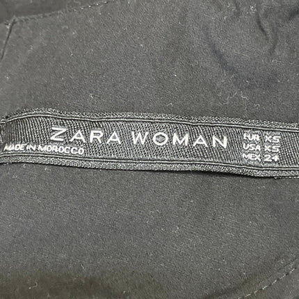 Zara Women's Black Long Balloon Sleeve Button Down Shirt Blouse Top Size XS
