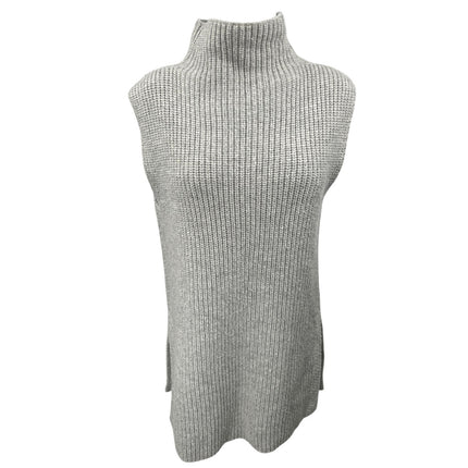 Raffi Women's Gray Wool Sleeveless Chunky Knit Turtleneck Mini Sweater Dress M