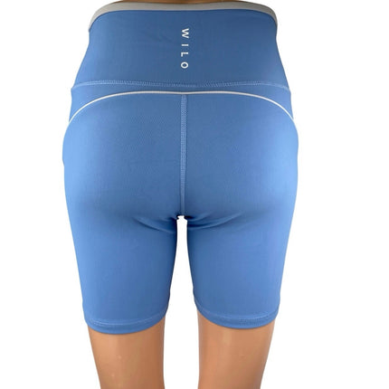 Wilo The Label Women's Blue Mid Rise Athletic Workout Running Biker Shorts Sz S