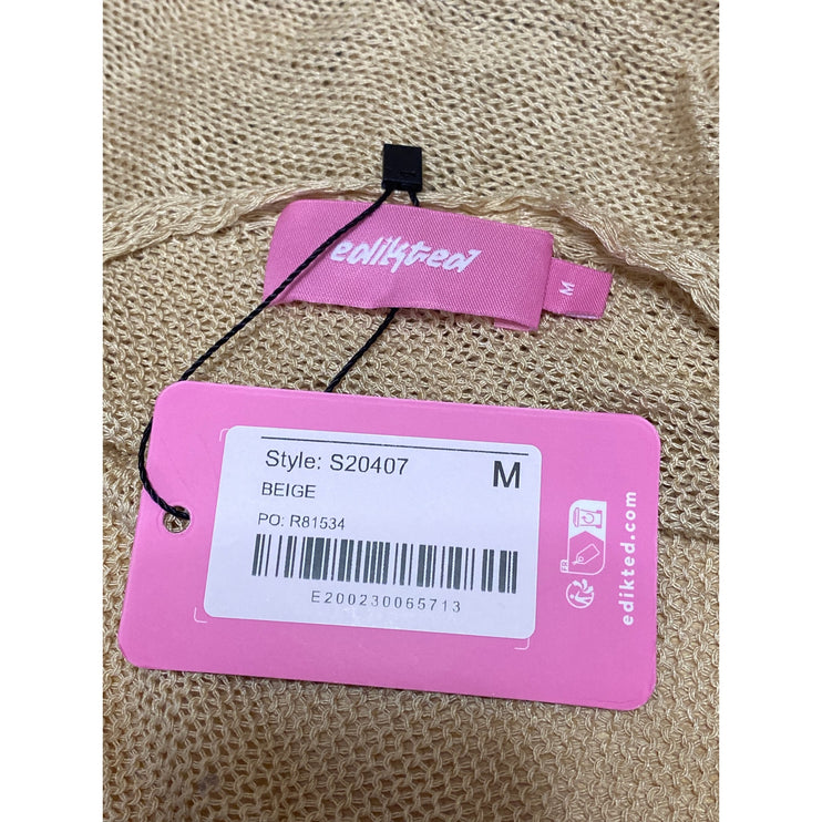 NEW Edikted Women's Beige Asymmetric Open Knit Sheer Beach Cover Up Skirt Size M