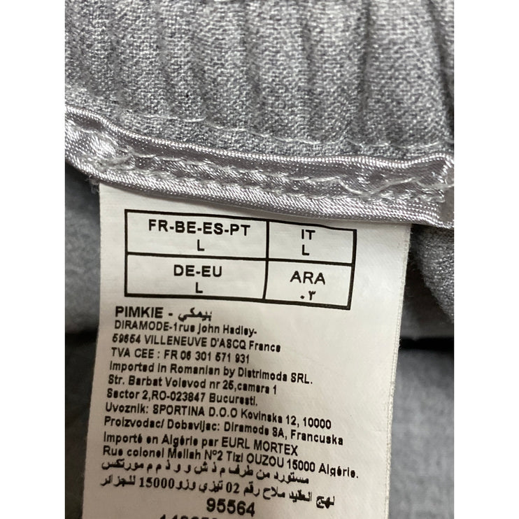 Pimkie Gray Wool Pleated High Rise Straight Wide Leg Trousers Dress Pants Size L