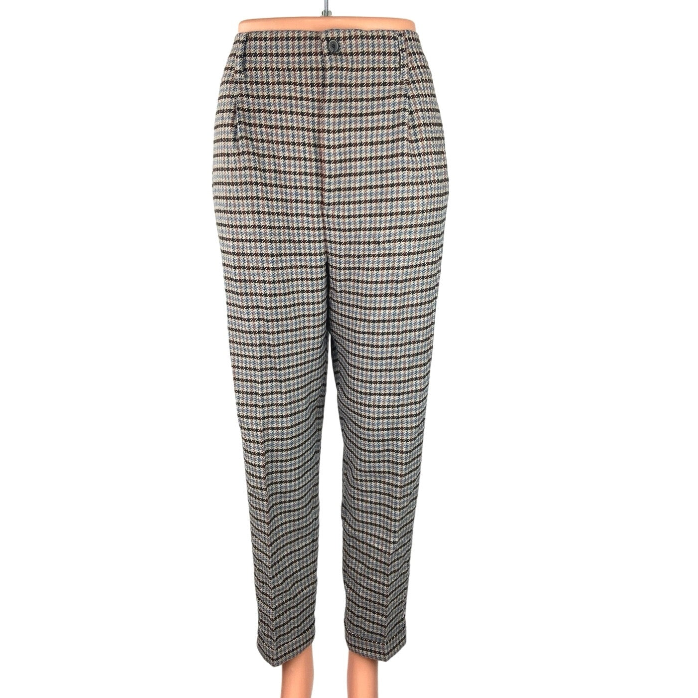 Zara Woman NWT Gray Tweed Houndstooth High Rise Pleated Straight Dress Brie Zara Woman NWT Gray Tweed Houndstooth High Rise Pleated Straight Dress Brie