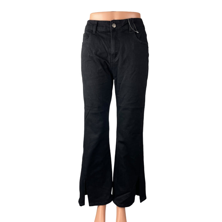 NEW Bowknot Women's Black High Rise Slit Flared Bootcut Denim Jeans Size XL