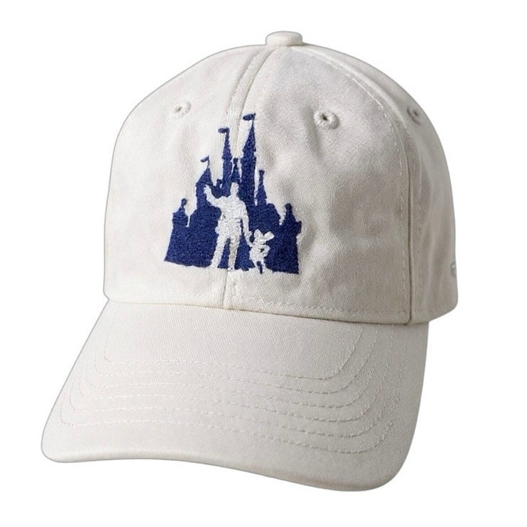 Disney Women's White Embroidered Walt Mickey Mouse Castle Dad Cap Hat One Size