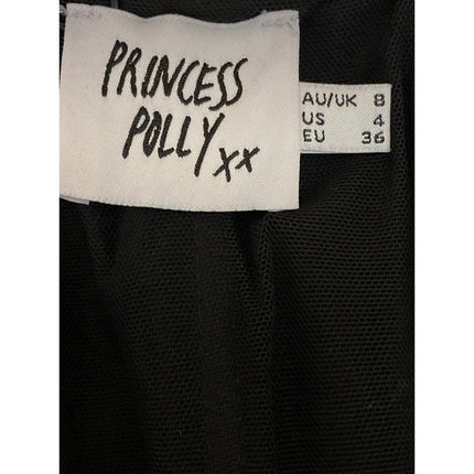 NEW Princess Polly Beverly Black Long Sleeve Mesh Square Neck Crop Top Size 4