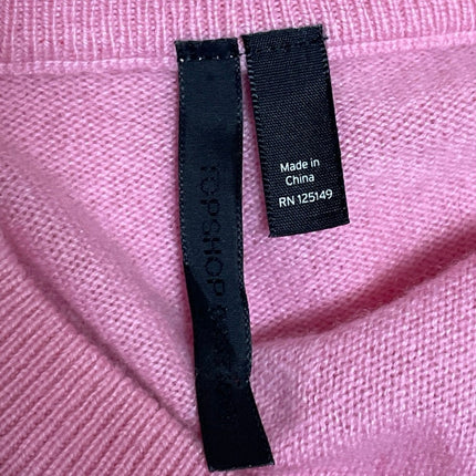 Topshop Women's Pink 100% Cashmere Crew Neck Cutout Long Sleeve Sweater Size XS
