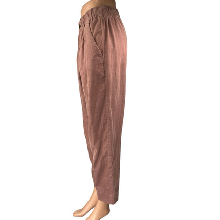 Madewell Women's Pink Corduroy Pull On Tapered High Rise Trousers Pants Size S