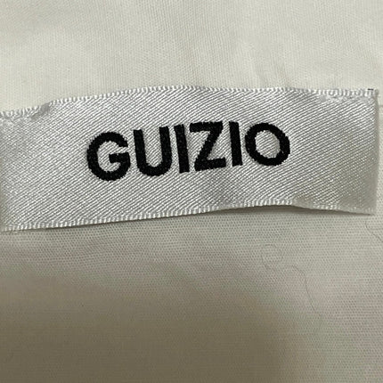 Guizio Womens White Short Puff Sleeve Collared Button Down Shirt Blouse Top Sz M