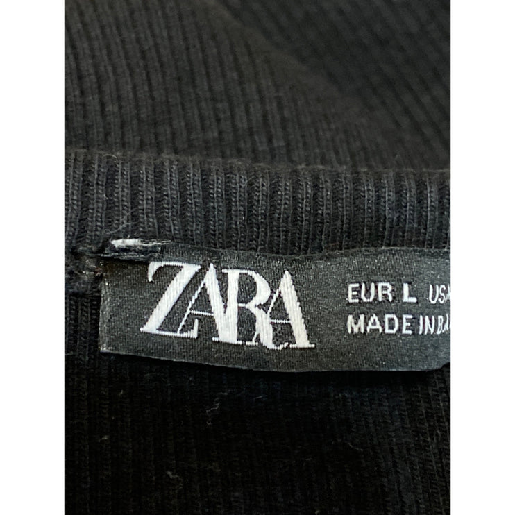 Zara Black Long Sleeve Open Front Bolero Shrug Cover Up Short Cardigan Top Sz S