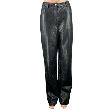 Aritzia Wilfred The Melina Women Black Faux Leather Vegan Trousers Pants Size 12