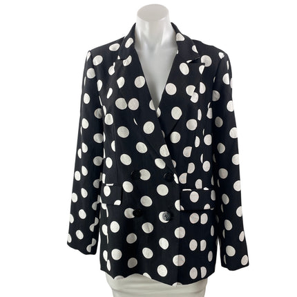 NEW Elie Tahari Black White Polka Dots Double Breasted Blazer Coat Jacket Sz 12
