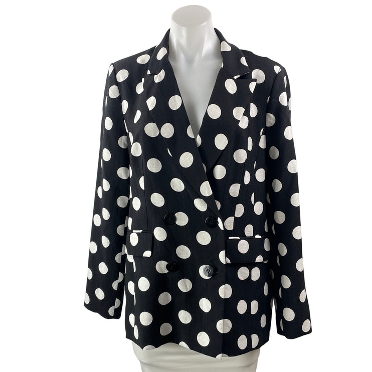 NEW Elie Tahari Black White Polka Dots Double Breasted Blazer Coat Jacket Sz 12