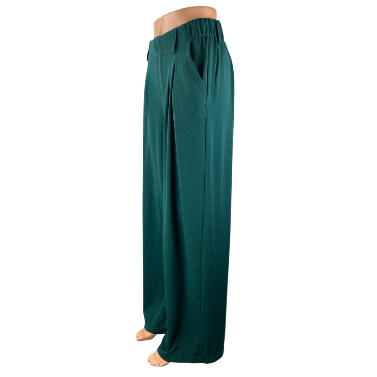 Halara Womens Green High Waisted Pleated Palazzo Wide Leg Trousers Dress Pants S