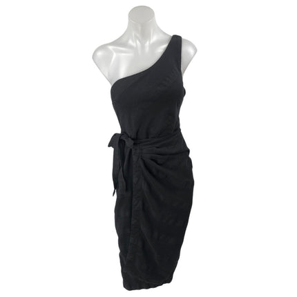 Free People At Leisure Black One Shoulder Sleeveless Wrap Midi Dress Size XS