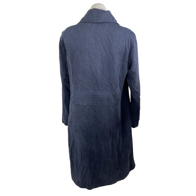 Club Monaco Blue Draped Open Front Waterfall Cardigan Trench Coat Jacket Size M