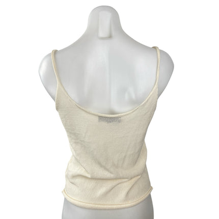 Zara Women's Cream Sleeveless V Neck Knit Blouse Cami Camisole Tank Top Size S