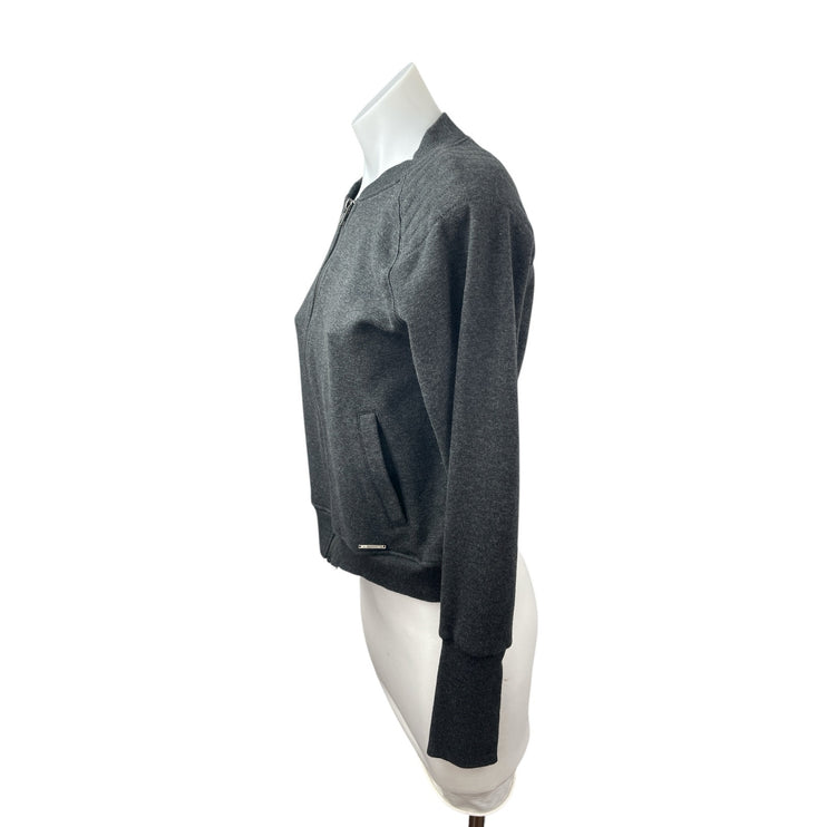 Mondetta Women's Gray Fleece Activewear Sweater Sweatshirt Bomber Coat Jacket S