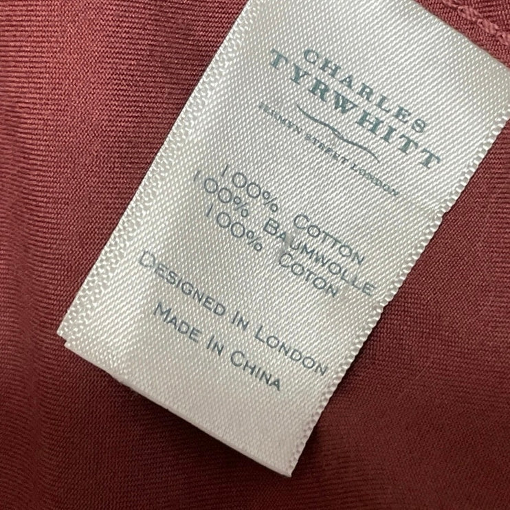 Charles Tyrwhitt Men's Red Slim Fit Long Sleeve Button Down Shirt Top Size S