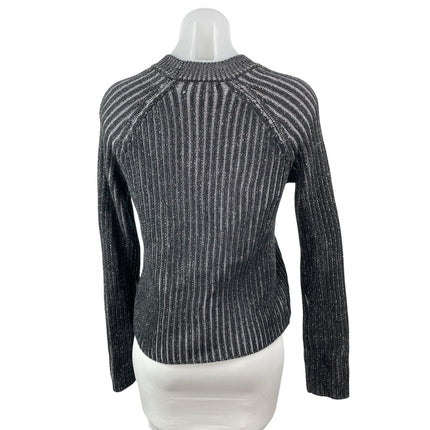 Steve Madden Ami Women's Dark Grey Ribbed Crew Neck Long Sleeve Sweater Top Sz M