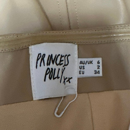 Princess Polly Beige Tan Faux Leather Vegan Bandeau Tube Sheath Mini Dress 2