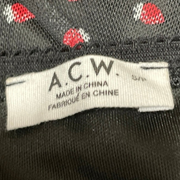 ACW Women's Black Strawberry High Waisted Straight Full Midi Slip Skirt Size S