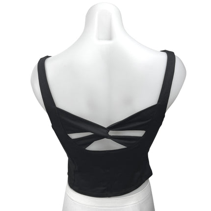 Free People Kindred Black Sleeveless Ruched Knot Cutouts Bustier Crop Tank Top S