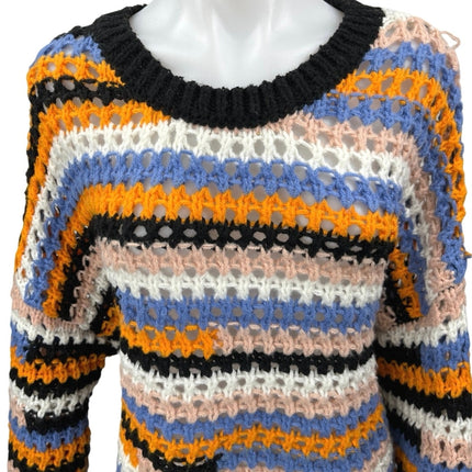 Divided by H&M Multicolor Striped Crochet Open Knit Pullover Sweater Top Size XL