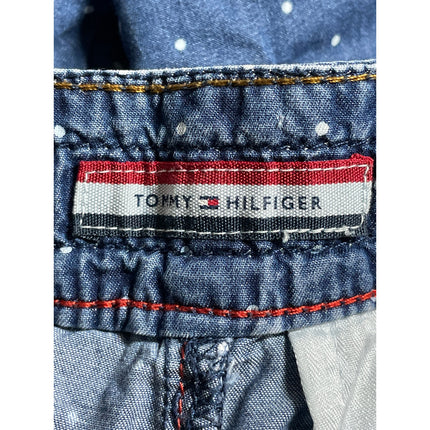 Tommy Hilfiger Women's Blue Polka Dots Cuffed Drawstring Denim Jean Shorts Sz 2