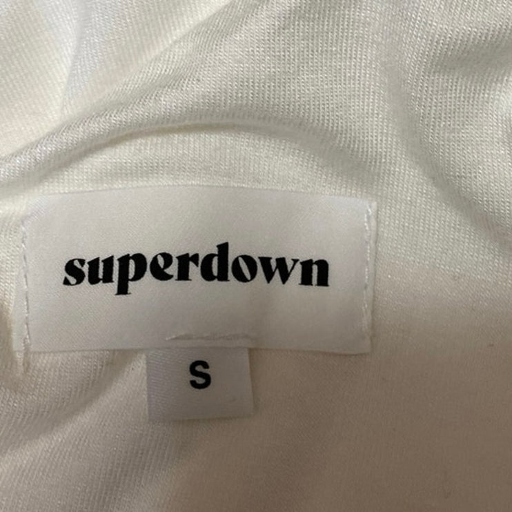 Superdown Womens White Off Shoulder Long Sleeve Thong Bodysuit Blouse Top Size S