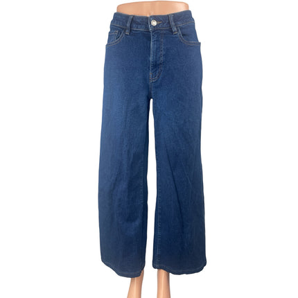 Warp + Weft Women's Blue High Rise Palazzo Trouser Wide Leg Denim Jeans Pants 28