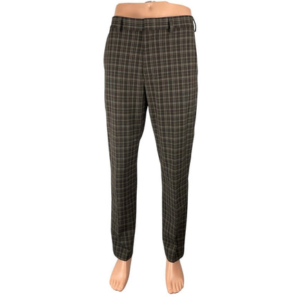 H&M Mens Brown Plaid Slim Fit Straight Leg Mid Rise Chino Trousers Pants Size 30