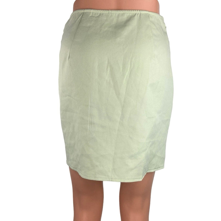 PrettyLittleThing Mint Green Knot Front Career Office Mini Pencil Wrap Skirt 6