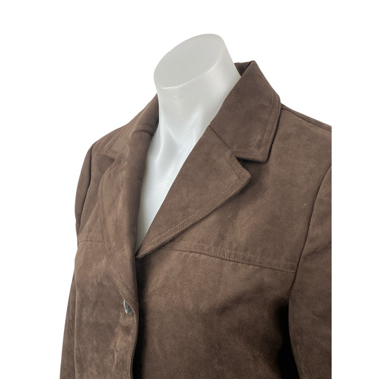 H&M Women's Brown Long Sleeve Button Up Notch Lapel Blazer Coat Jacket Size XS
