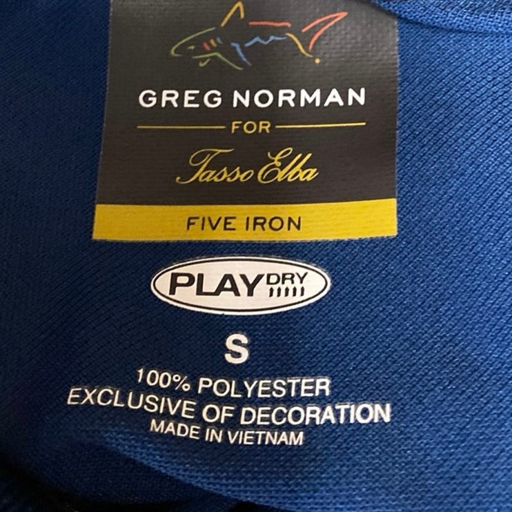 Greg Norman Classic Pique Shark Blue Short Sleeve Peformance Golf Polo Shirt S
